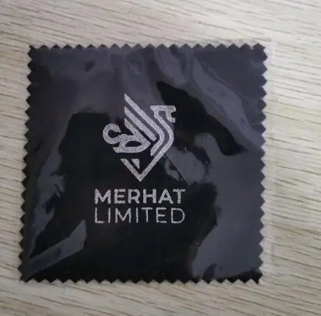 500 PCS Custom Logo 8*8cm Micro Suede Black Jewelry Polishing Cloth Printed with Shiny Silver Color Logo With Each OPP Packing