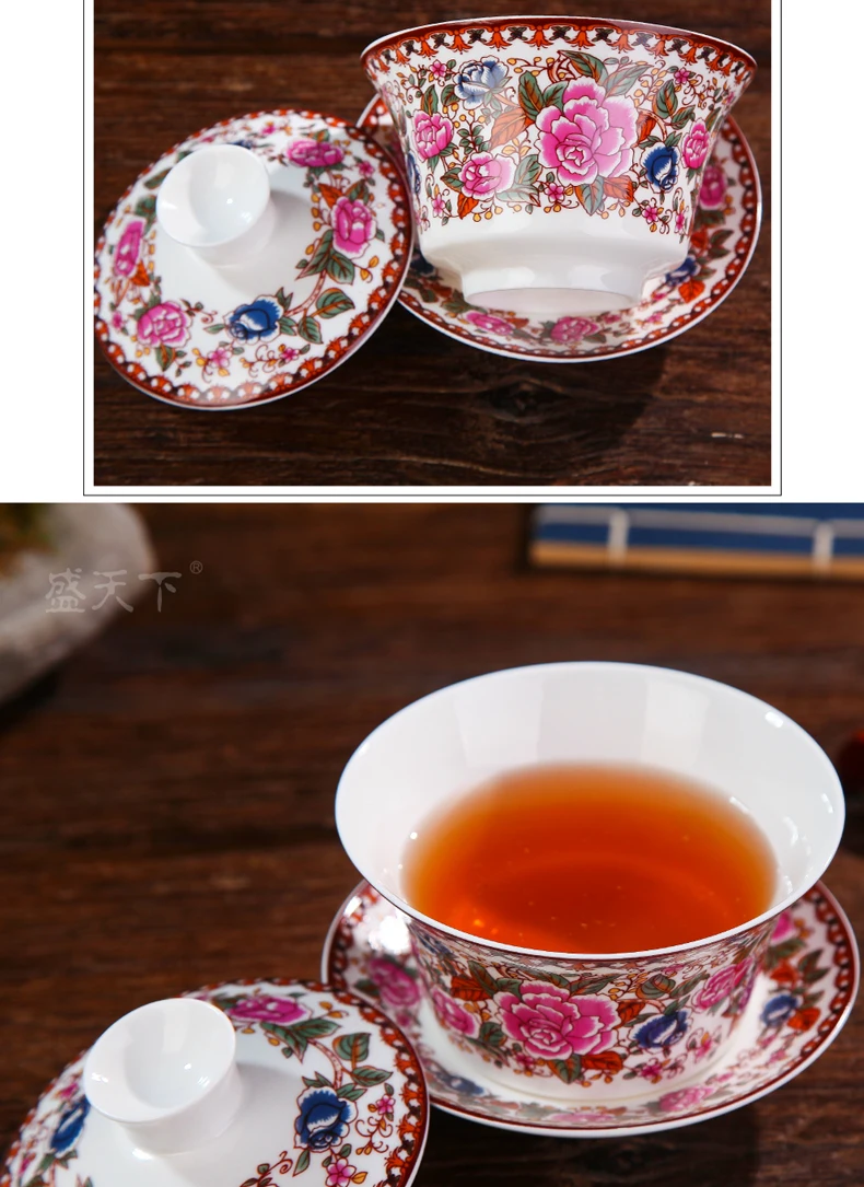 Разрисованная вручную керамика Gaiwan чайная церемония чайный набор кунг-фу голубой и белый фарфор Sancai Gaiwan Tureen чаша чайные аксессуары