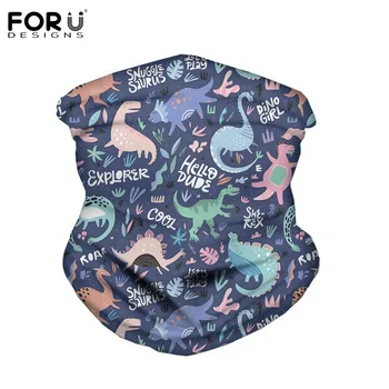 

FORUDESINGS Kawaii Cute Dinosaur Print High Elastic Headwear Soft Sun UV Protection Headbands Outdoor Multi-use Magic Bandanas