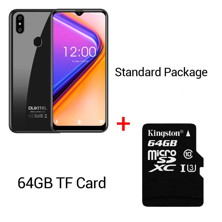 Мобильный телефон OUKITEL C15 Pro+ 6,088 ''19:9 Android 9,0 Pie 3 ГБ 32 ГБ MT6761 с каплями отпечатков пальцев для распознавания лица 5G WiFi 4G - Цвет: Black N 64GB Card
