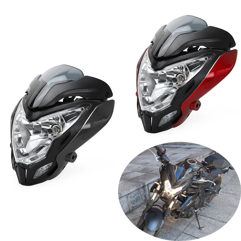 Headlight オートバイヘッドライトアセンブリヘッドランプ フェアリングブラックフィットBajaj Pulsar150 200