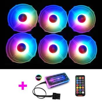 

COOLMOON PC Case 120mm Fan RGB 3P-5V Cooling Fan PC Fan CPU Cooler Quiet with IR Remote LED Computer Case Radiator Fans