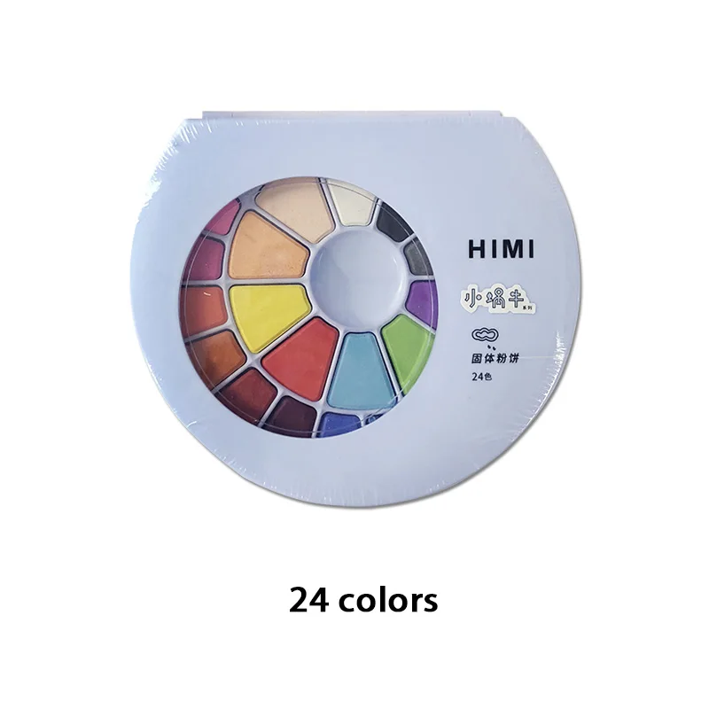 HIMI 24/38 цветов ТВЕРДАЯ ВОДА Набор цветных кисточек с красками студенческий Начинающий порошок торт вода цвет краска ручная краска ed гуашь товары для рукоделия - Цвет: 24 color blue