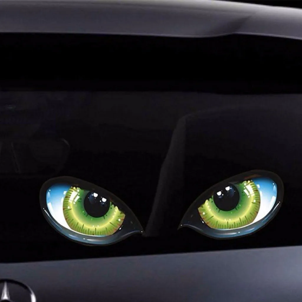 Модная 2X Автомобильная Наклейка 3D кошачьи глаза дизайн оконная Наклейка Виниловые забавные водонепроницаемые наклейки на авто