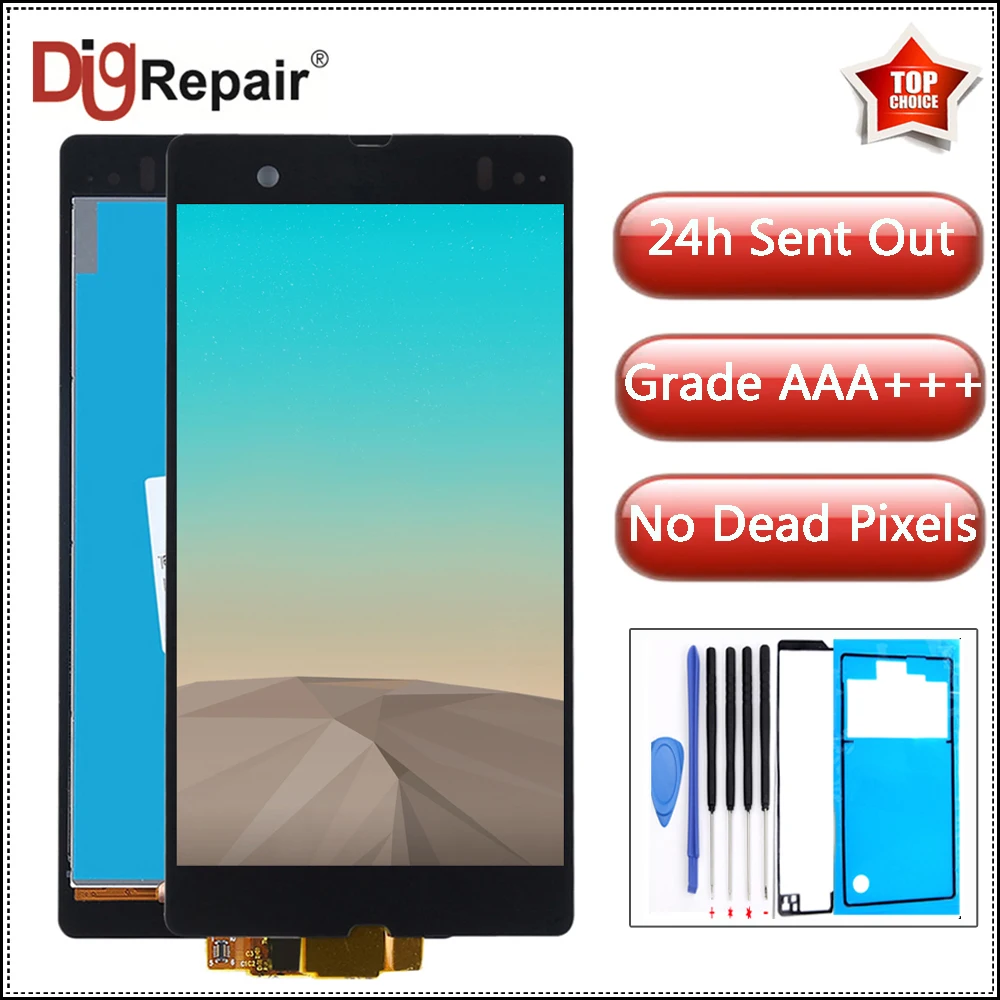 

AAA For Sony Xperia Z display L36h L36i C6606 C6603 C6602 C6601 C660X Display Touch Screen Digitizer For sony z c6603 lcd Black