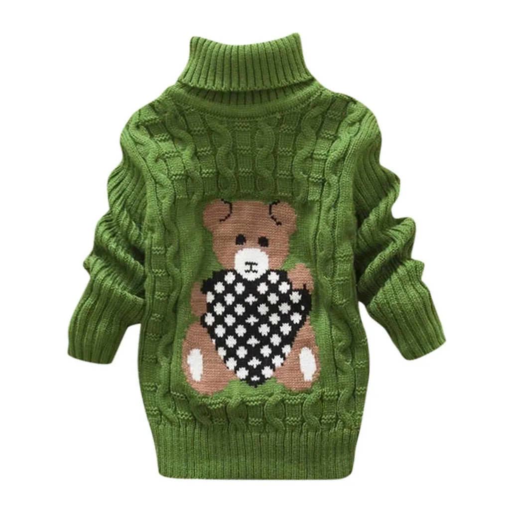 

CYSINCOS Toddler Baby Sweater Kids Baby Girl Winter Sweater Boys Girls Cute Bear Print Sweater Knit Christmas Sweater Clothes