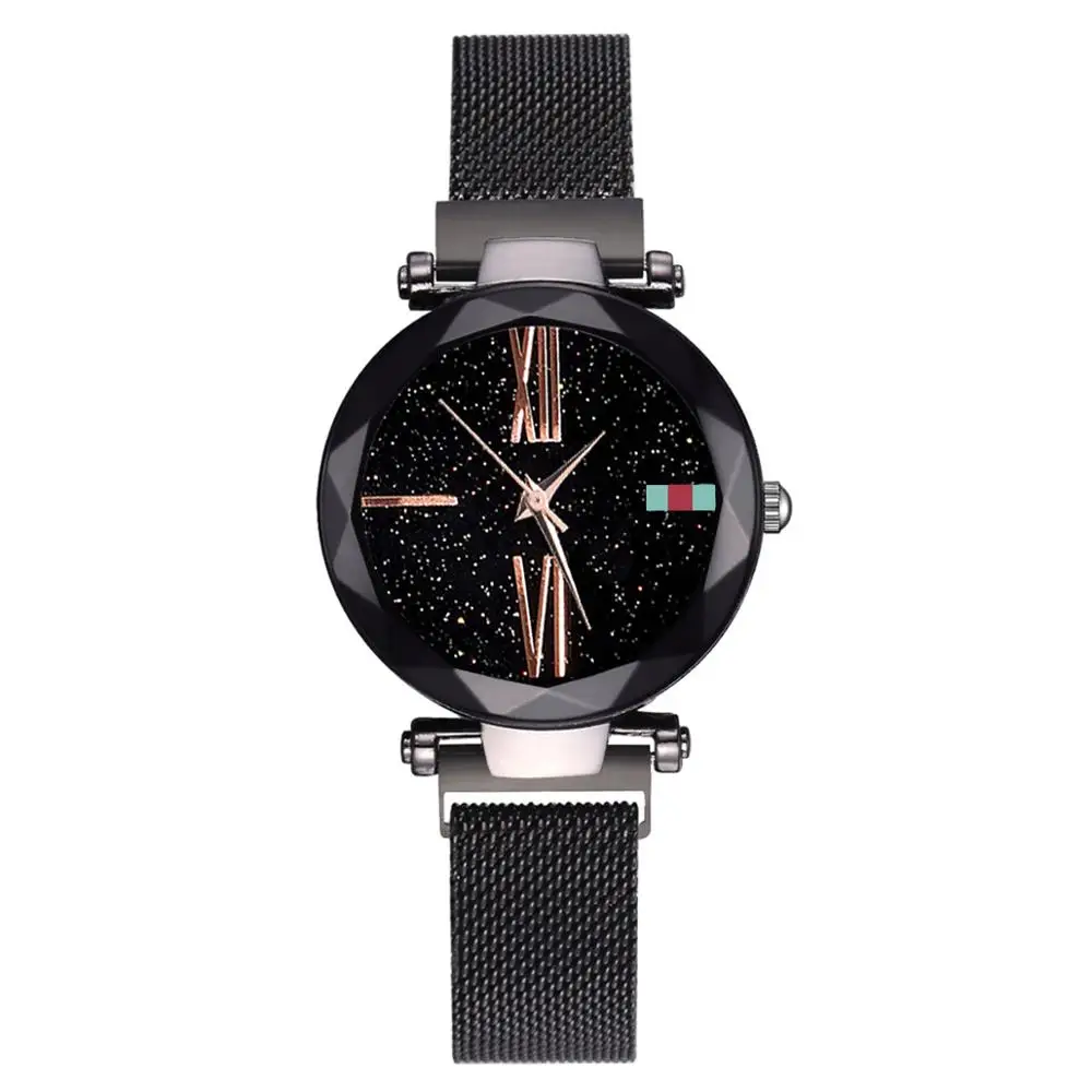 

Casual Women Romantic Starry Sky Wrist Watch mesh Rhinestone Designer Ladies Clock Simple Dress Gfit Montre Femme