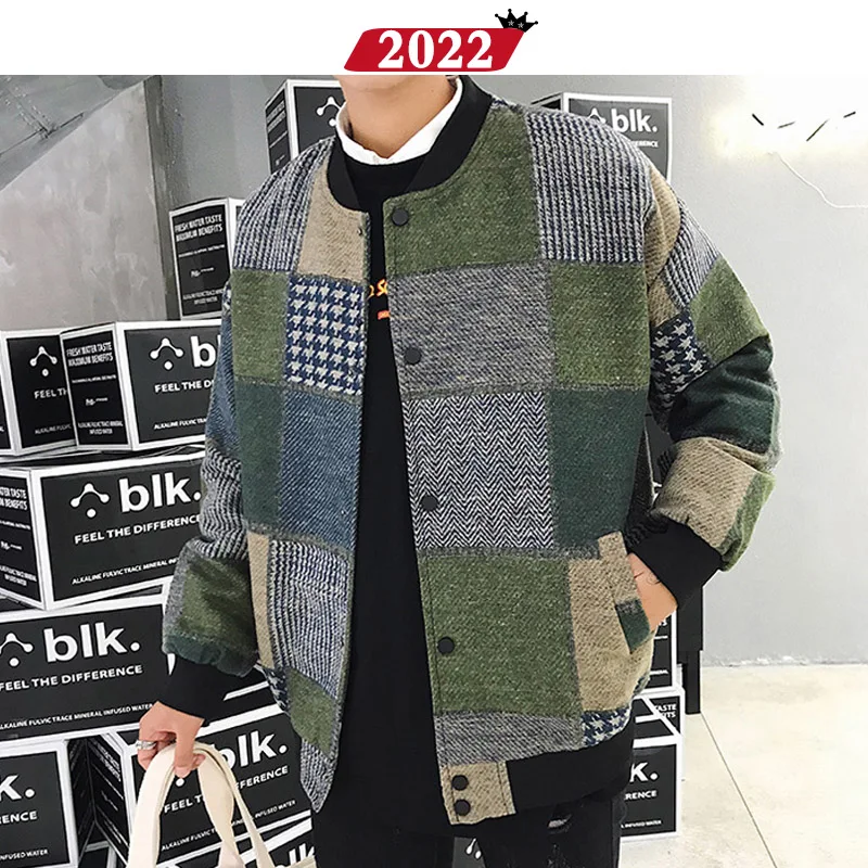 Осень Для мужчин Harajuku клетчатая куртка-бомбер Для мужчин s Японская уличная одежда куртка-ветровка в Корейском стиле женской модной обуви Бейсбол куртки