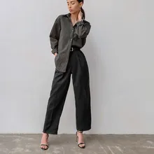 

Black Office Ladies Pants Ladies High Waist Women Wide-leg Pants Autumn and Winter Elegant Casual Plain Pants Women Trousers