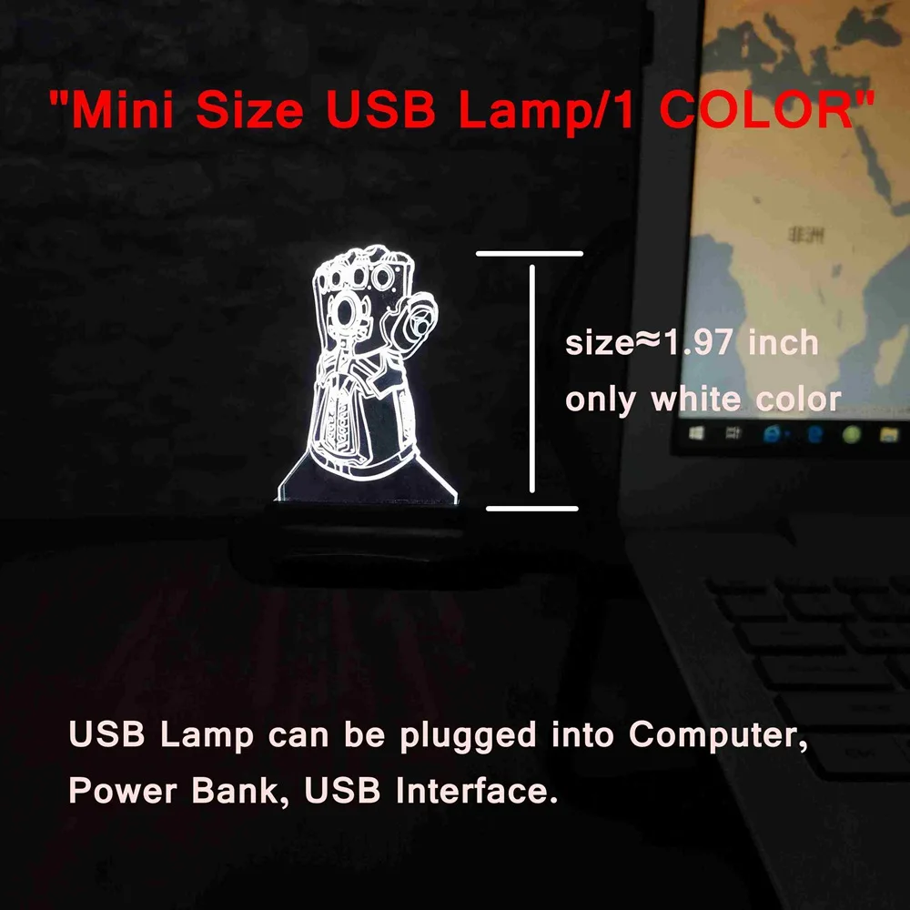 mini Марвел из мстителей комиксов настольная лампа 7 цветов 3D Светодиодная лампа с эффектом иллюзии с пультом дистанционного управления Лучшие подарки на день рождения для мальчиков и девочек - Испускаемый цвет: mini