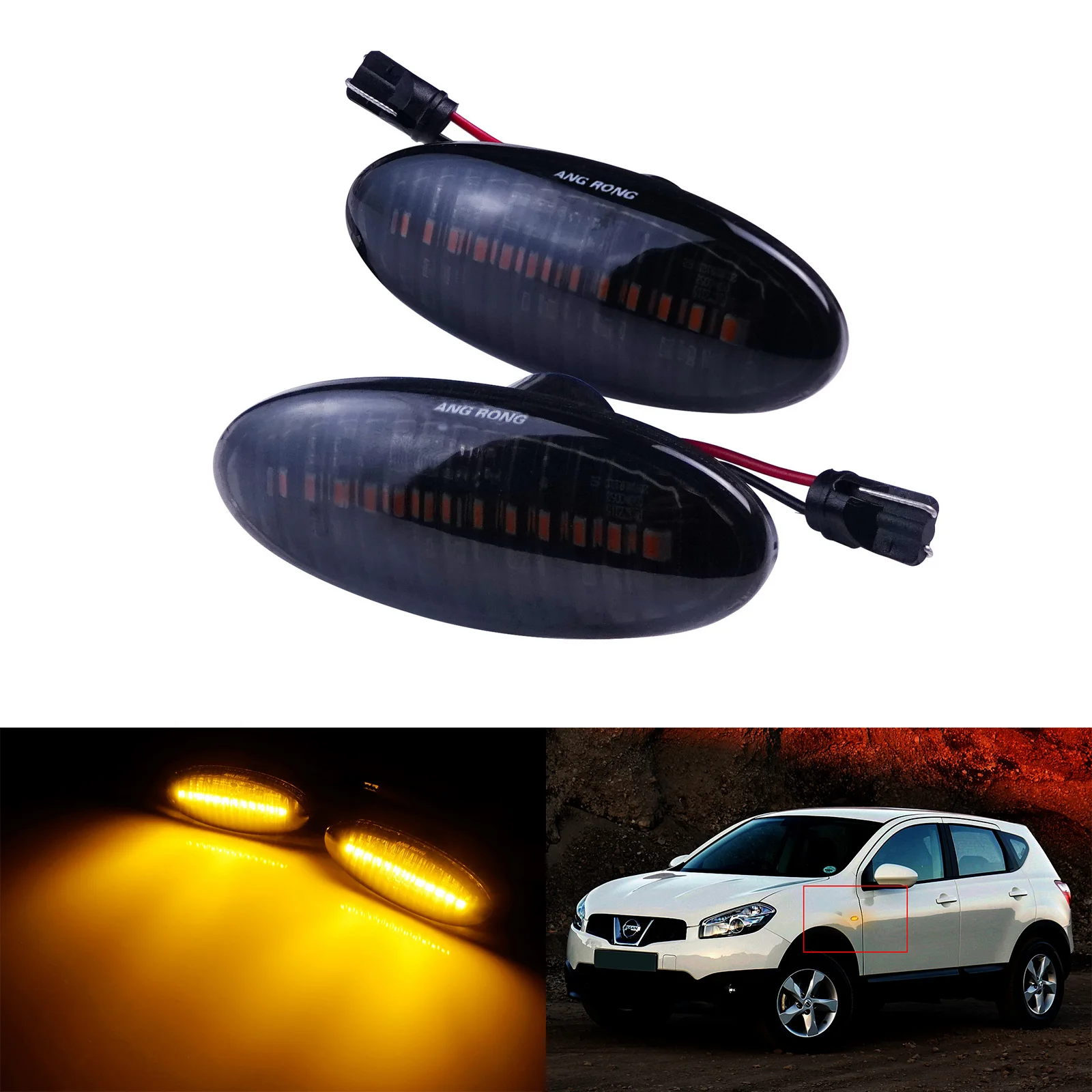 2X Lente Fumé Led Indicatore Laterale Ripetitore Luce Per Nissan Juke Leaf Micra Nota