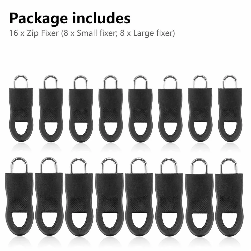 SAVITA 16 Pièces Kit De Remplacement Pour Tirette, 8 Pièces Étiquettes Pour Tirette Et 8 Pièces Extension De Tirette Pour Cordon Pour Vestes Sacs à Dos Sacs à Main (Noir