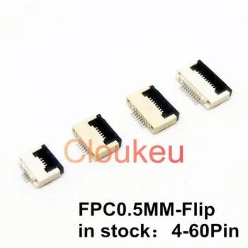 

10Pcs FPC Connector socket FFC 0.5MM Clamshell Bottom Contact Type 4P 6P 8P 10P 12P 14P 18P 20P 22P 24P 30P 32P 36P 40P 50P 60P