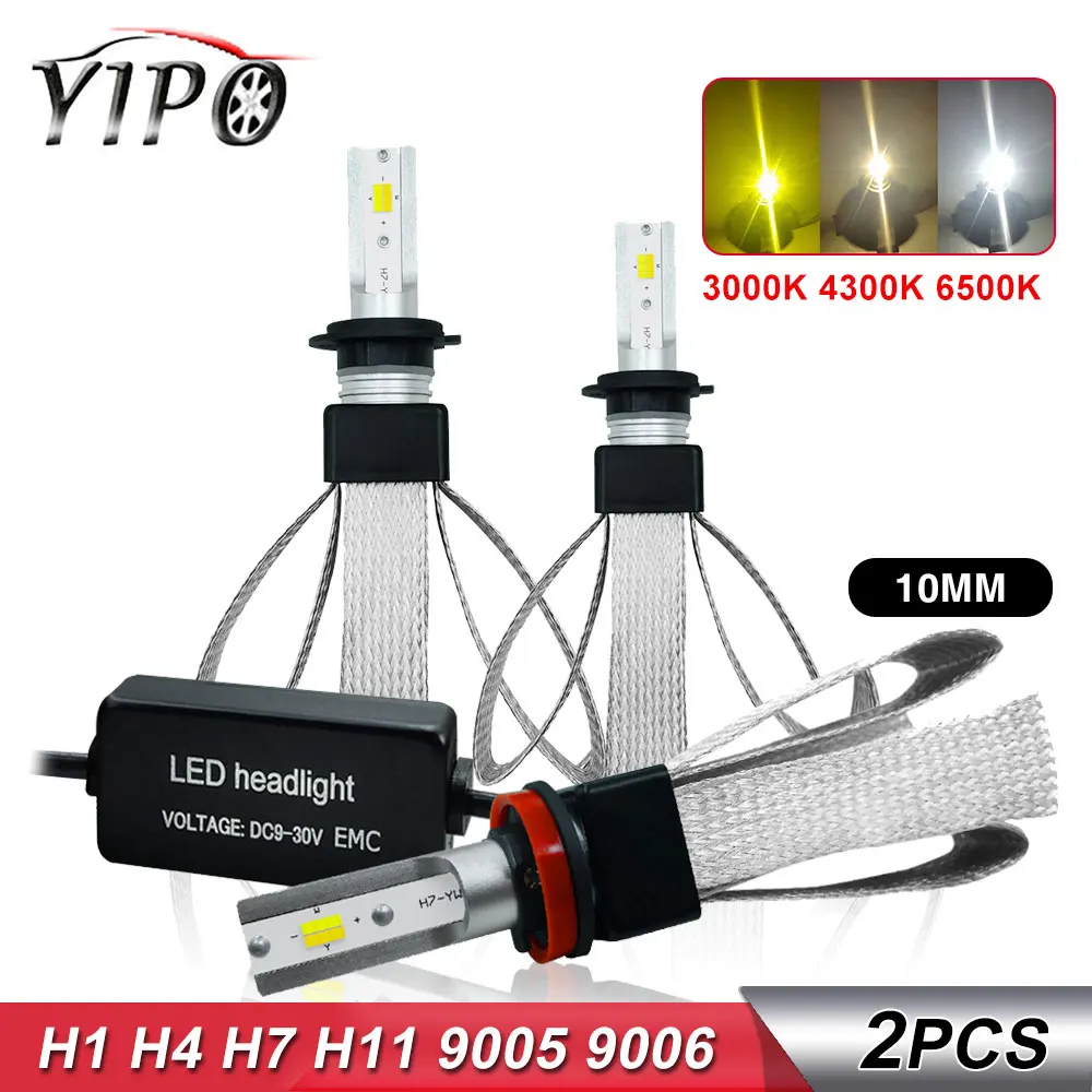 

2pcs h4 led headlight h7 h11 h1 9005 hb3 9006 hb4 headlamp lampada car styling auto h7 led csp car lights bulb 3000k 4300k 6500k