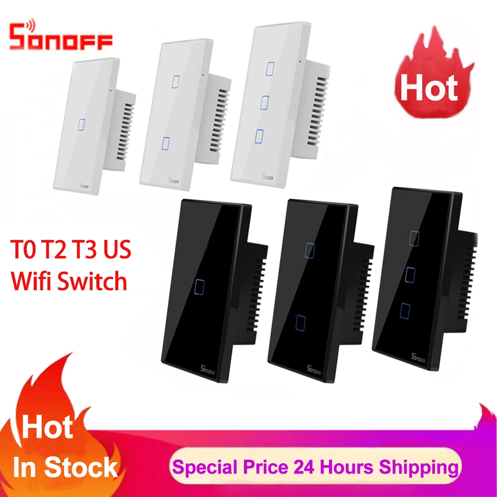 Sonoff tx t0 t2 t3 eua 1 2 3 gang interruptor wi fi interruptor de casa inteligente sem fio toque na parede interruptor do temporizador de luz via ewelink app funciona com alexa