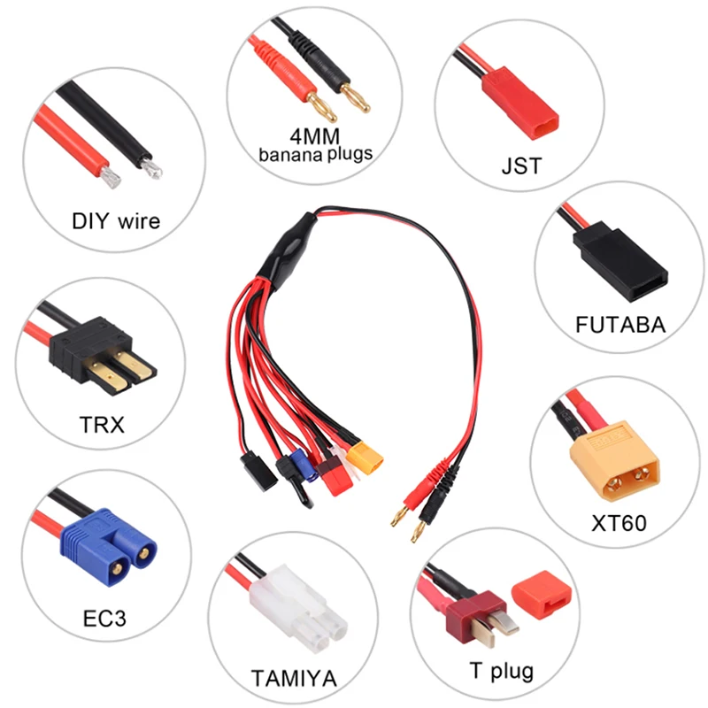 

8 In 1 Charger 4.0mm Banana Adapter Connector Splitter Cable for TRX New~