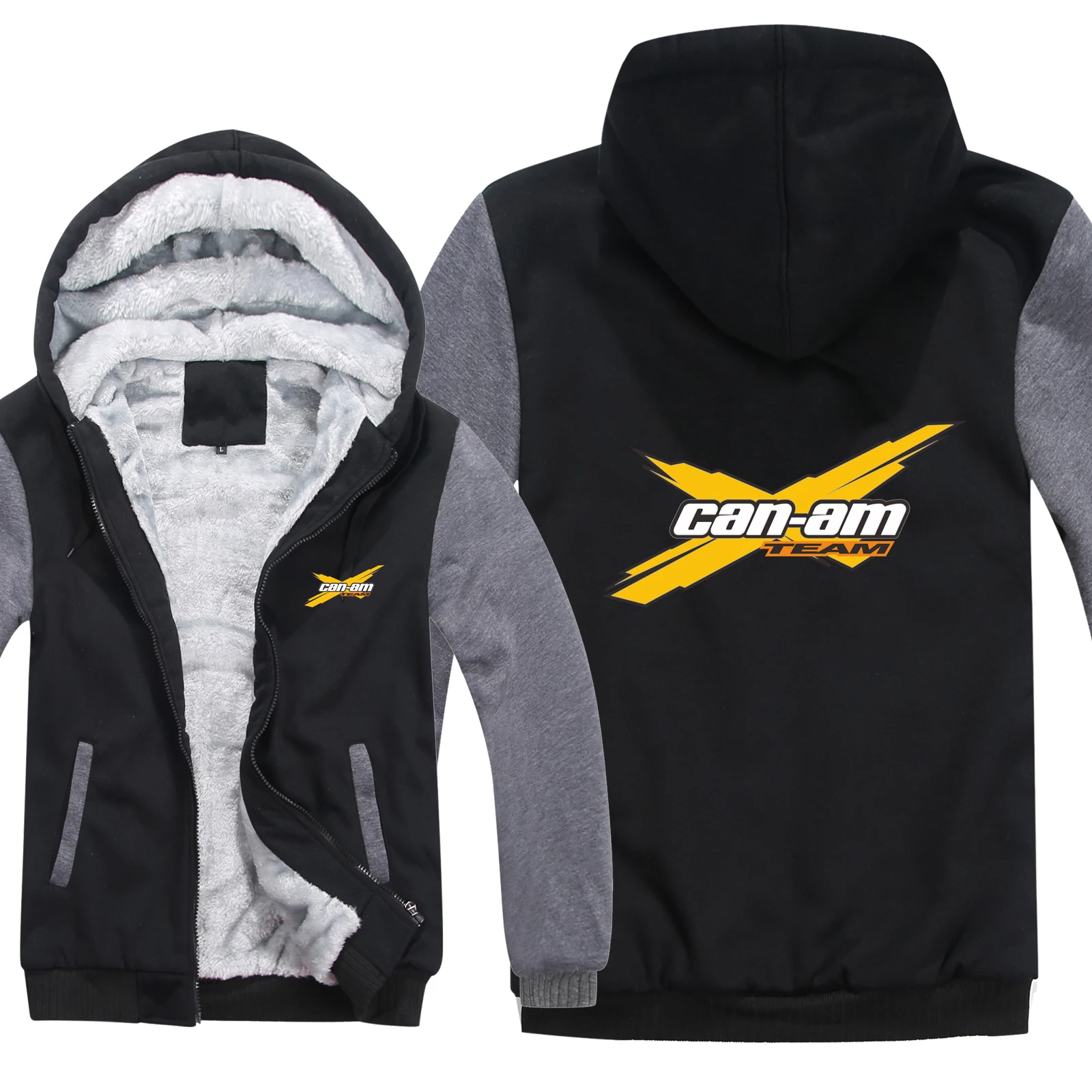 Can Am Logo полосой Brp командные худи мужская молния пальто флис утолщаются Can Am Толстовка Пуловер