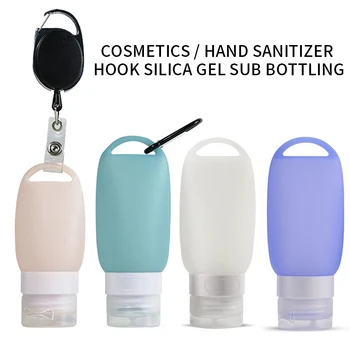 

40/60ml Leakproof Silicone Refillable Containers Squeezable Reusable Hand Sanitizer Empty Travel Bottles With Keychain Carriers