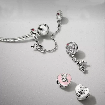 

NEW 100% 925 Sterling Silver Lovely Charm 4 Charm Bead Bracelet Set Planet of Love Charm Astronaut Night Blue Love Heart Charm