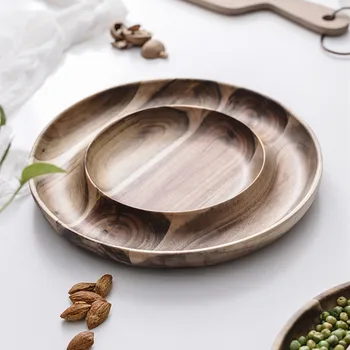 

Storage Trays Creative Double Layer Snacks Candy Wooden Plate Nut Dried Fruit Snack Fruit Dish