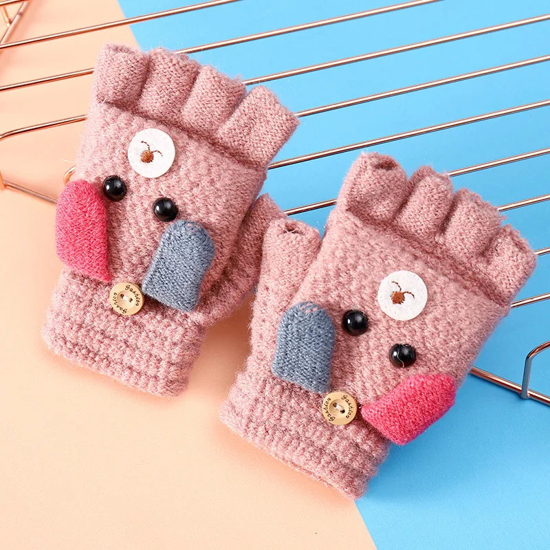 2021 New Parent-child Gloves Warm Autumn Winter Cute Cartoon Kids Girls Boys Mittens Warm Flip Gloves Children Christmas Gift women winter keep warm plus cashmere solid color woolen elasticity soft full fingers mittens girls fur knitted cute gloves