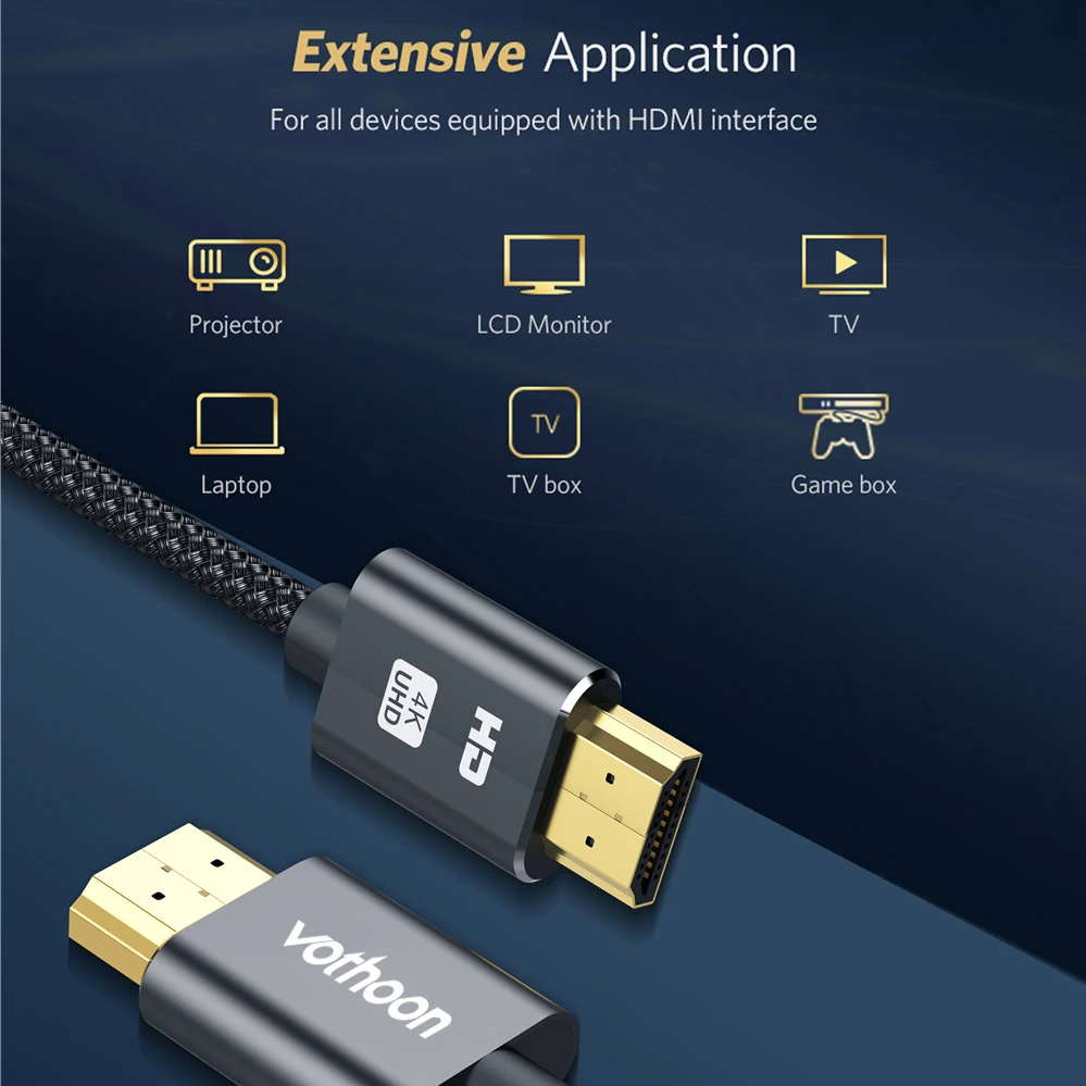 Vothoon 4K 60Hz HDMI 2,0 кабель HDMI к HDMI кабель Ethernet кабель для PS3 проектор HD lcd Apple tv компьютер ноутбук к Displayer