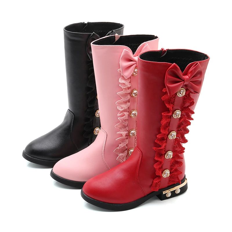 

Autumn Winter New Children Boots Girls PU Leather Boots Fashion Martin Boots High Children Princess Girls Shoes Size 27-37