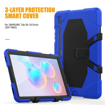 

Case For Samsung Galaxy Tab S6 10.5 2019 SM-T865 SM-T860 T860 T865 Silicone PC Stand Shockprrof Tablet cover + pen