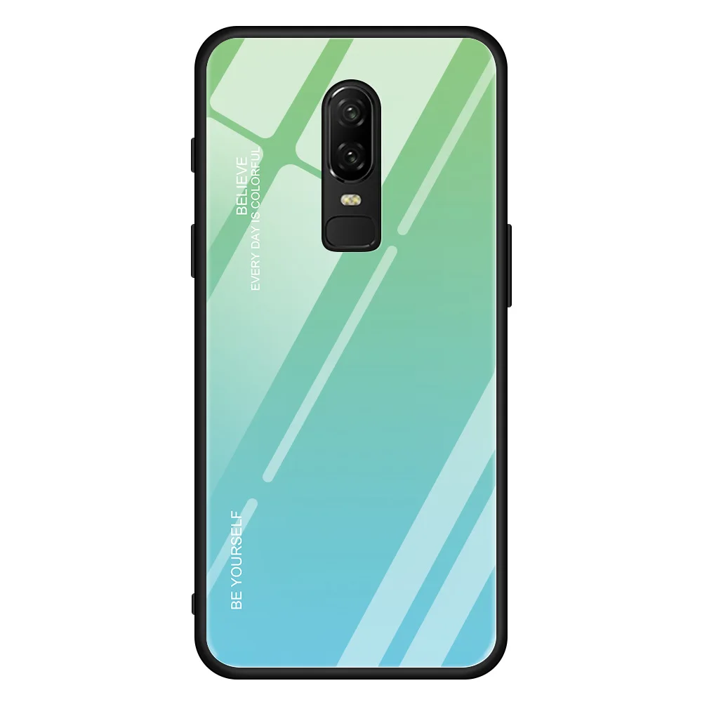 Чехол из закаленного стекла с градиентом для Oneplus 7 Pro, Мягкий защитный чехол из ТПУ с защитой от ударов для Oneplus 6 6 t, задняя крышка - Цвет: 3