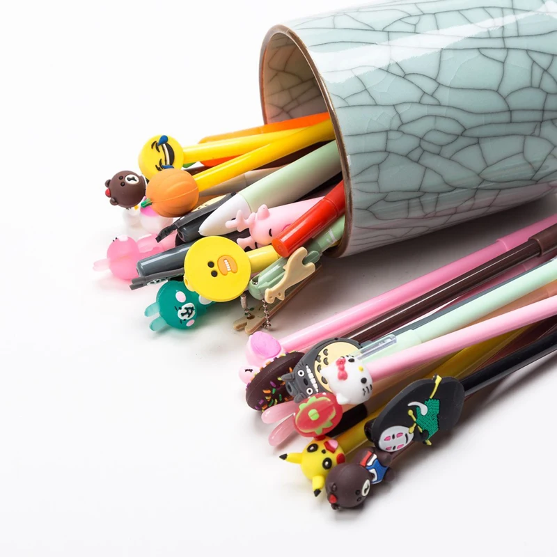 12 шт смешанные стили гелевых ручек пишущая ручка с героями мультфильмов, милые, миленькие в японском стиле(«Каваий»), гелевые ручки для школы канцелярские новинки для девочек Подарки