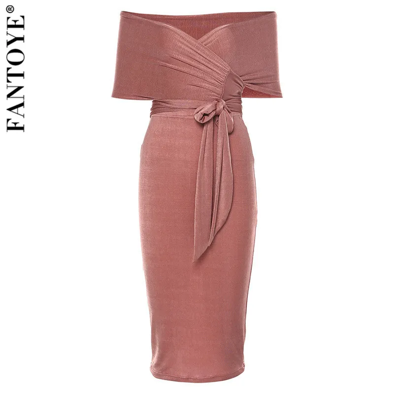 Tanie Fantoye nowy bandaż dwuczęściowy strój wieczorowy kobiety 2019 jesień bez ramiączek Midi obcisła sukienka elegancka impreza celebrytów klub Vestidos