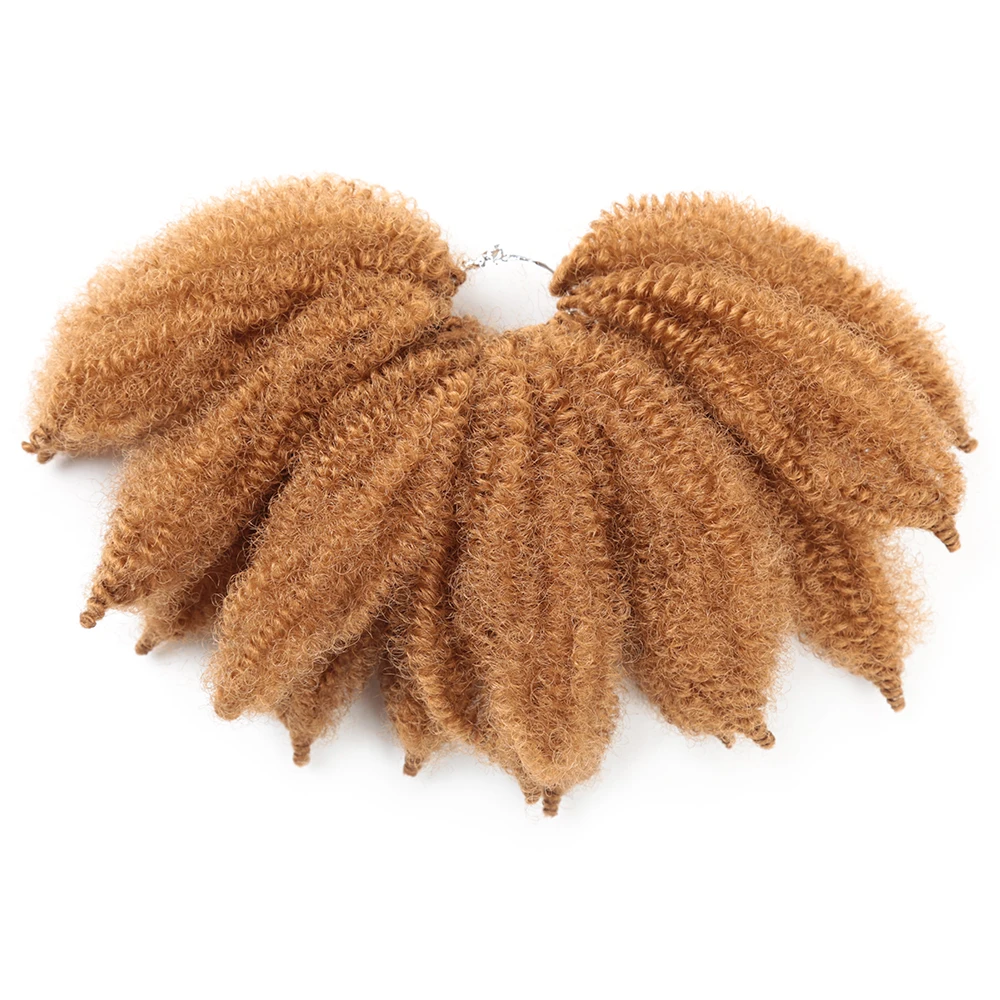8inch Afro Kinky Bulk Synthetic Marley Braids Twist Braiding Hair Crochet Hair Extensions Soft Curly Golden Beauty