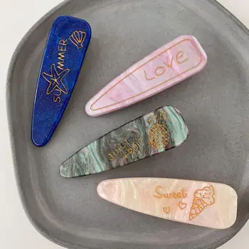 

Japanese Style Cute Acetate Hair Clips Starry Sky Colorful Waterdrop Hairpins Women Girls Barrettes Headbands Hair Accessories