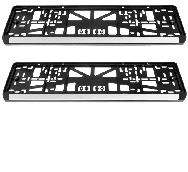 License plate frames in black with white insert plastic set: 2 4 Chrome self-tapping | Автомобили и мотоциклы