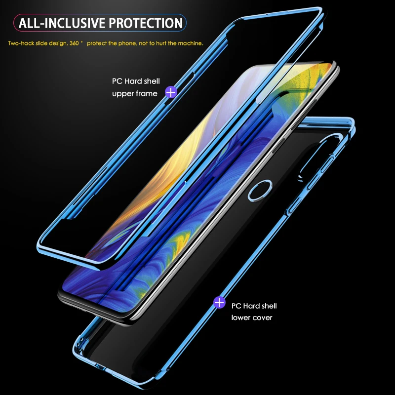 Роскошный чехол с покрытием для Xiaomi Mi Mix 3 4G 2 в 1 прозрачная задняя Жесткая Крышка