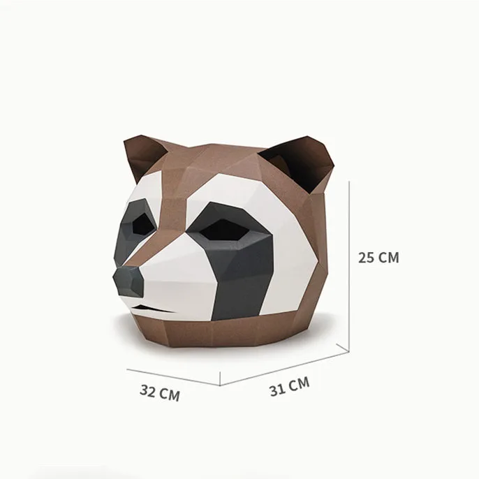 Funny Creative DIY Racoon Bear 3D Paper Mask Card Model Building Sets Adults Costume Cosplay Party Paper Building Construction Toys  (9)