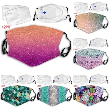 

Women Chic Sequin Print Antidust Windproof Face Mask Outdoor Cycling Sports Party Mask Breathable Reusable Mask With Filters A