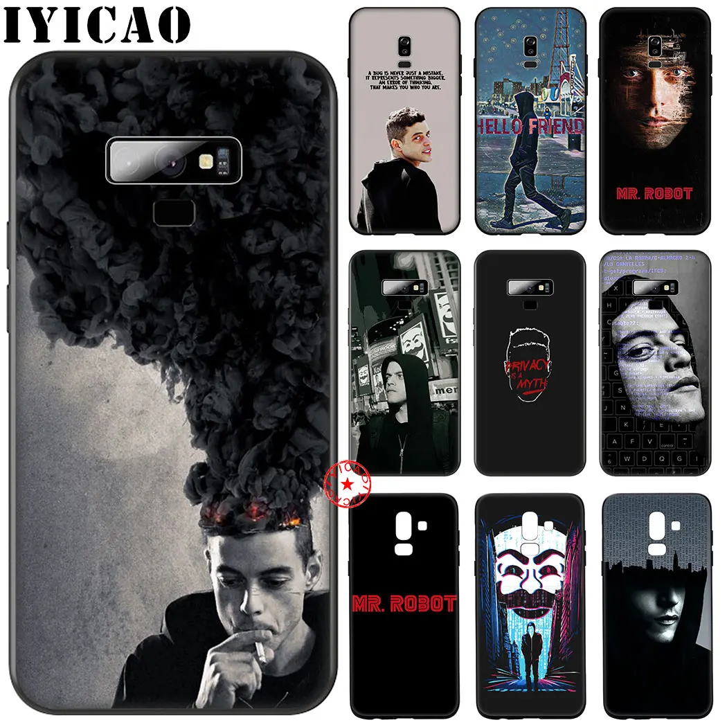 Черный мягкий силиконовый чехол Mr. Robot для samsung Galaxy A70S A20E A2 J4 J6 Core Plus Prime J7 Duo J8 TPU |