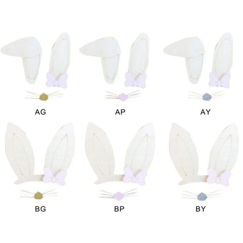 Деревянные настенные наклейки в скандинавском стиле для дома, складные уши кролика, розовый бант, борода, ресницы, детские подарки, детская одежда, домашний декор