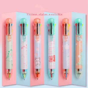

1Pcs 8 Color Ballpoint Pens Multi-color Oil Pen Colorful Gel Pen Water Pen 0.5mm Nib Press The Ballpoint Pen Office Supplies