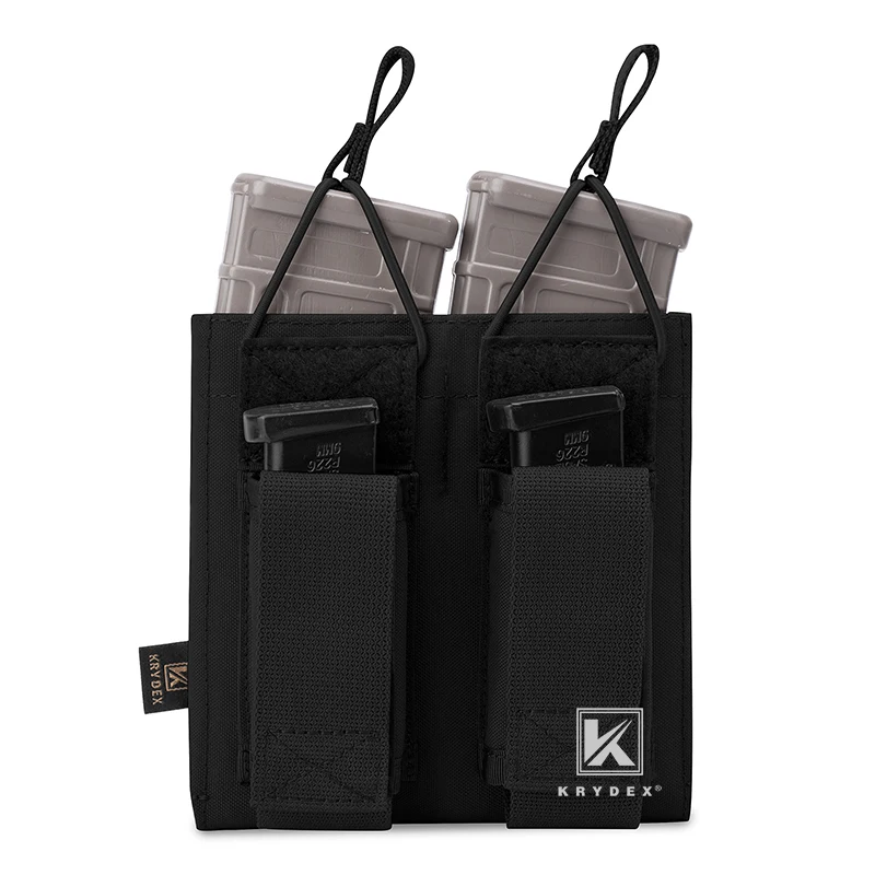 

KRYDEX Double Open Top Magazine Pouch For Rifle & Pistol Tactical Airsoft 5.56.223 MOLLE / PALS Magazine Pouch Carrier Black