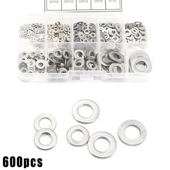 

600pcs Washers Stainless Steel Flat Silver Assortment DIN125 Equipment