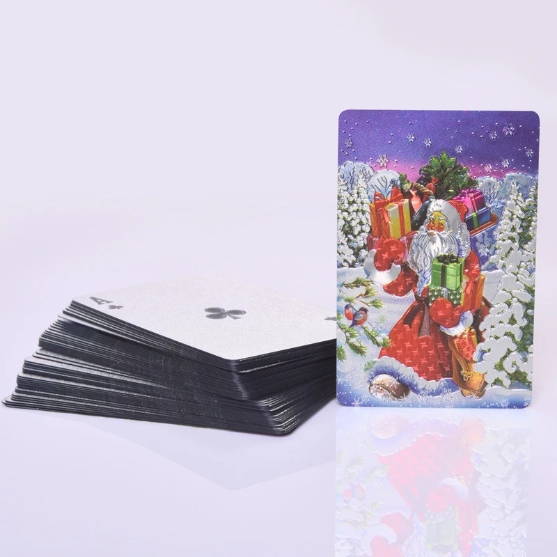 Рождественские пластиковые игральные карты водонепроницаемые золотые ПВХ покерные игровые карты коллекция прочных креативных подарочных карт пластиковые покерные карты