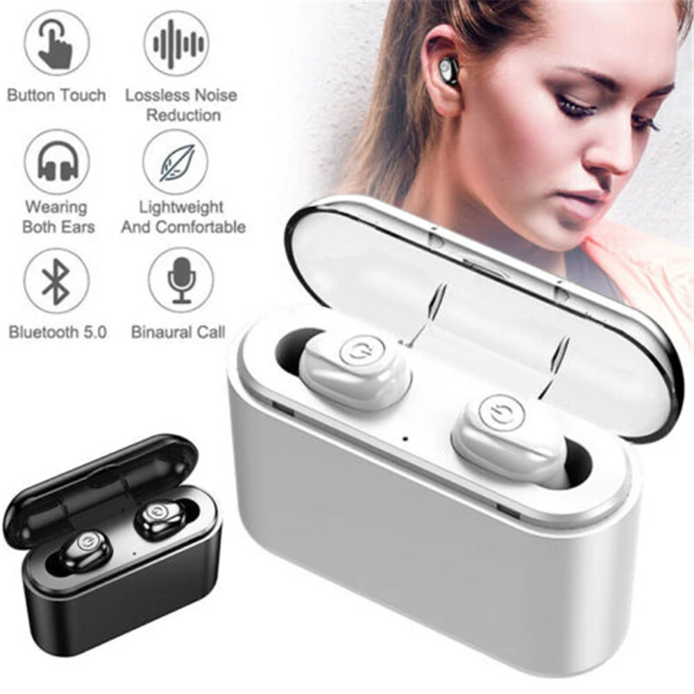 Bluetooth 5,0 наушники-вкладыши беспроводные TWS стереонаушники HiFi водонепроницаемые с зарядным устройством для телефона ПК ноутбука