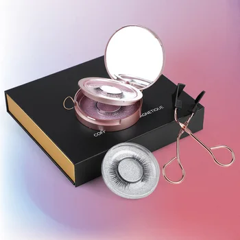 

Quantum Eyelash with jing zi he Magnet False Eyelashes Suit Eyelash Set with Quantum Eyelash Curler 3 on Magnet False Eyelash