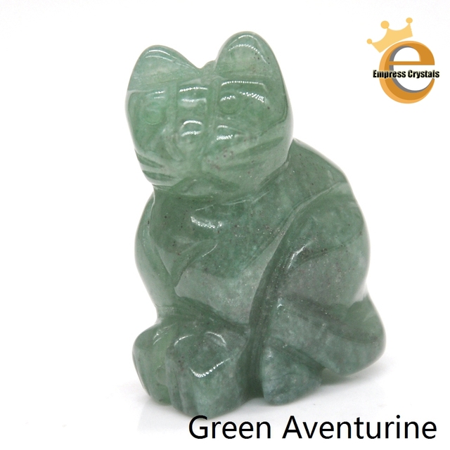 Stone Carving Cat Figurine Natural Gemstone Quartz Agate Jade Crystal Healing Animals Statue Home Decoration