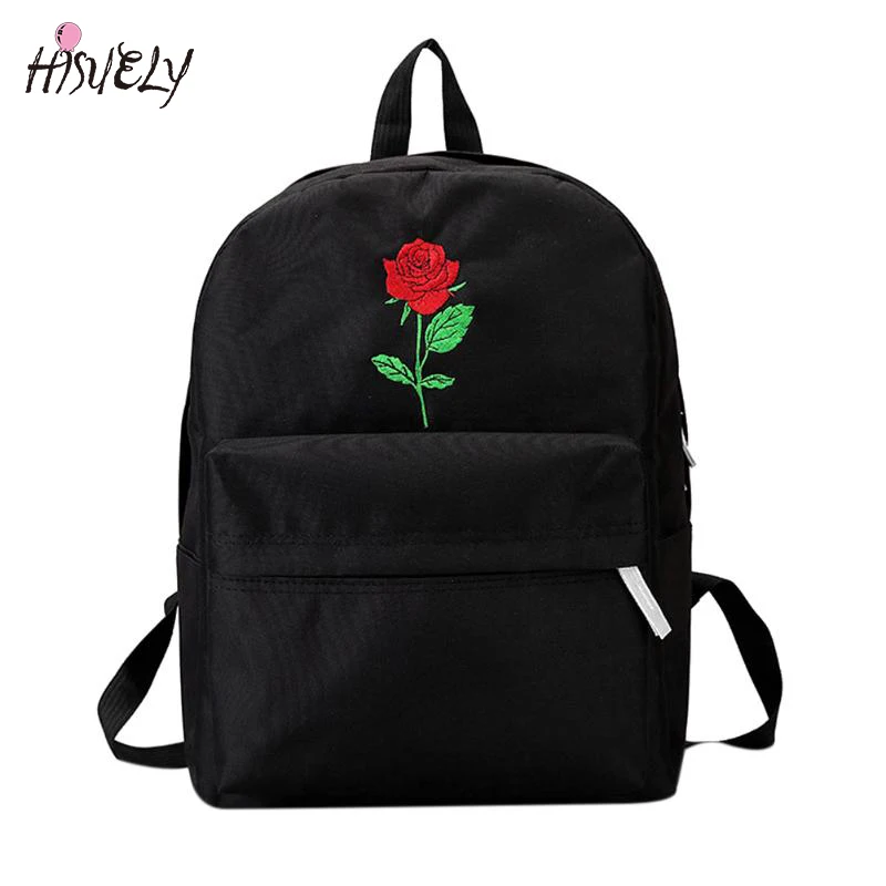 Холщовый Рюкзак для женщин школьный ранец девочек подростков с вышивкой и розами
