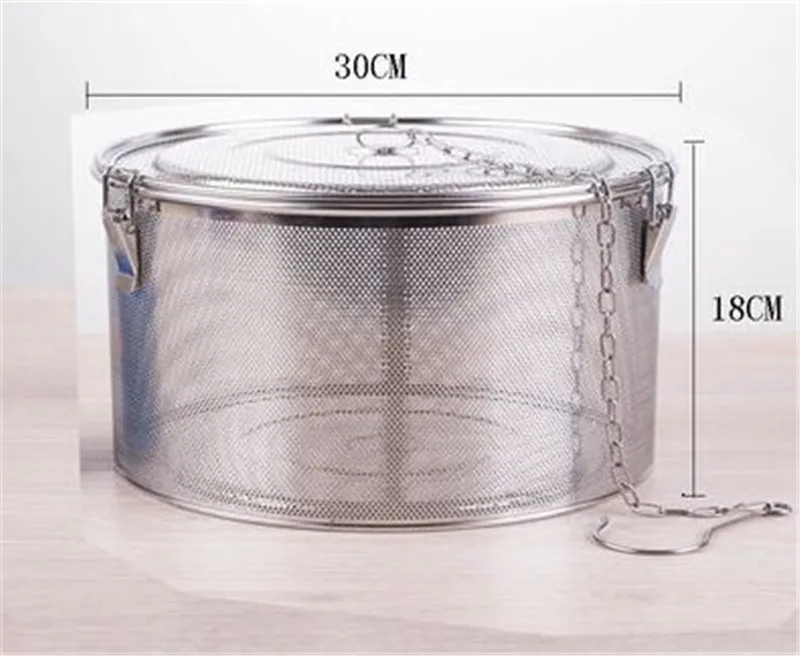 W30xH18cm Круглая Дыра 304 из нержавеющей стали мешок для приправ соуса супа вкус коробка для специй корзина рассола горячий горшок шлак разделительные фильтры для дуршлага - Цвет: W30xH18cm