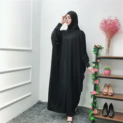 Лето Рамадан молитва черный исламский халат мусульманская молитвенная служба консервативные халаты Ближний Восток Дубайский хиджаб