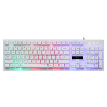 

RGB Gamer Keyboard USB Wired Gaming Keyboard USB 104 Keycaps English Keyboard Waterproof Computer Keyboard with Russian Sticker